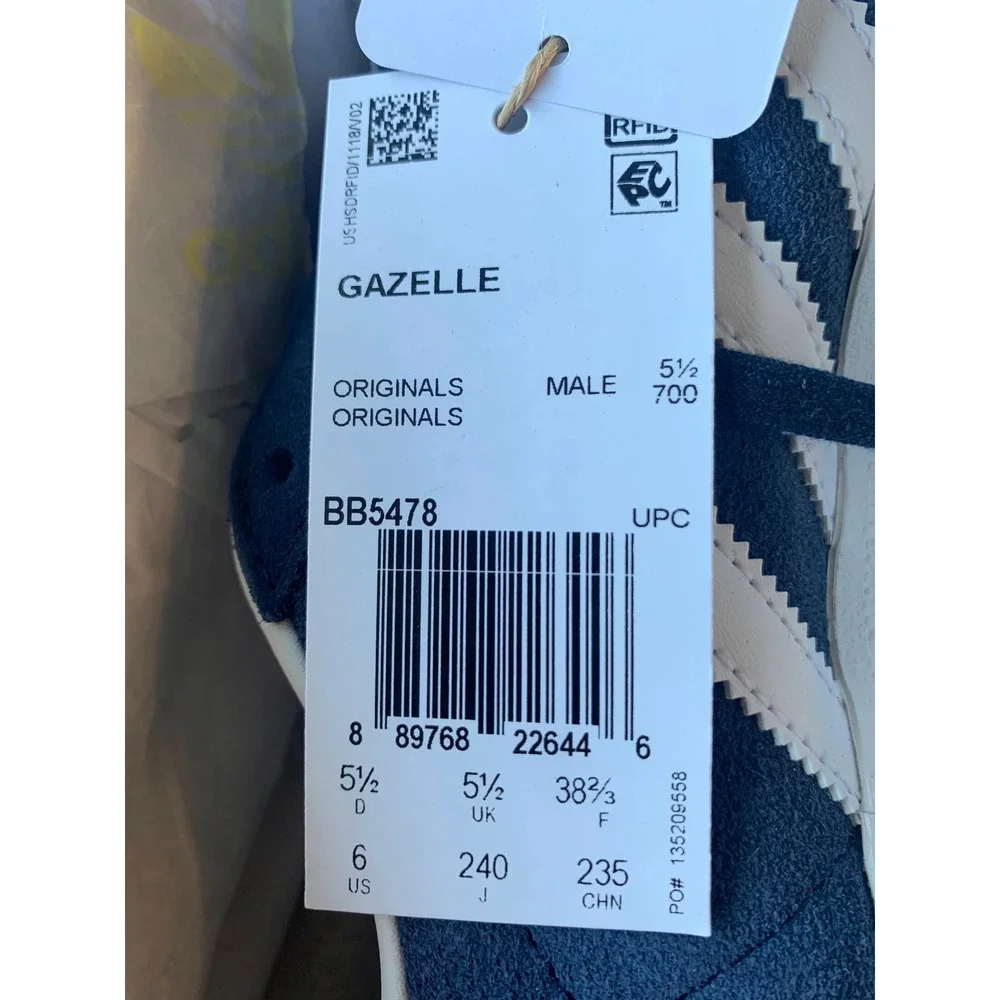 Adidas Gazelle BB5478 Men Navy White Suede Low Top Sneakers Size‎ 6